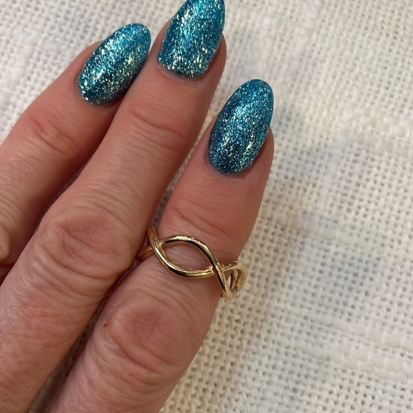 💐5/25 gold open wave simple band elegant dainty ring - Picture 5 of 7